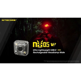 Nitecore NU05 V2 Genopladelig Lygte til Rygsæk og Cykel